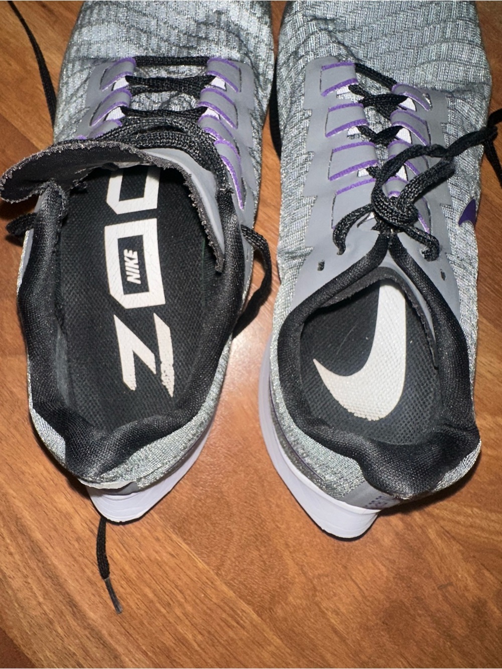 Nike Men’s Athletic Shoes - Gray with Purple Swoosh - Picture 6 of 7